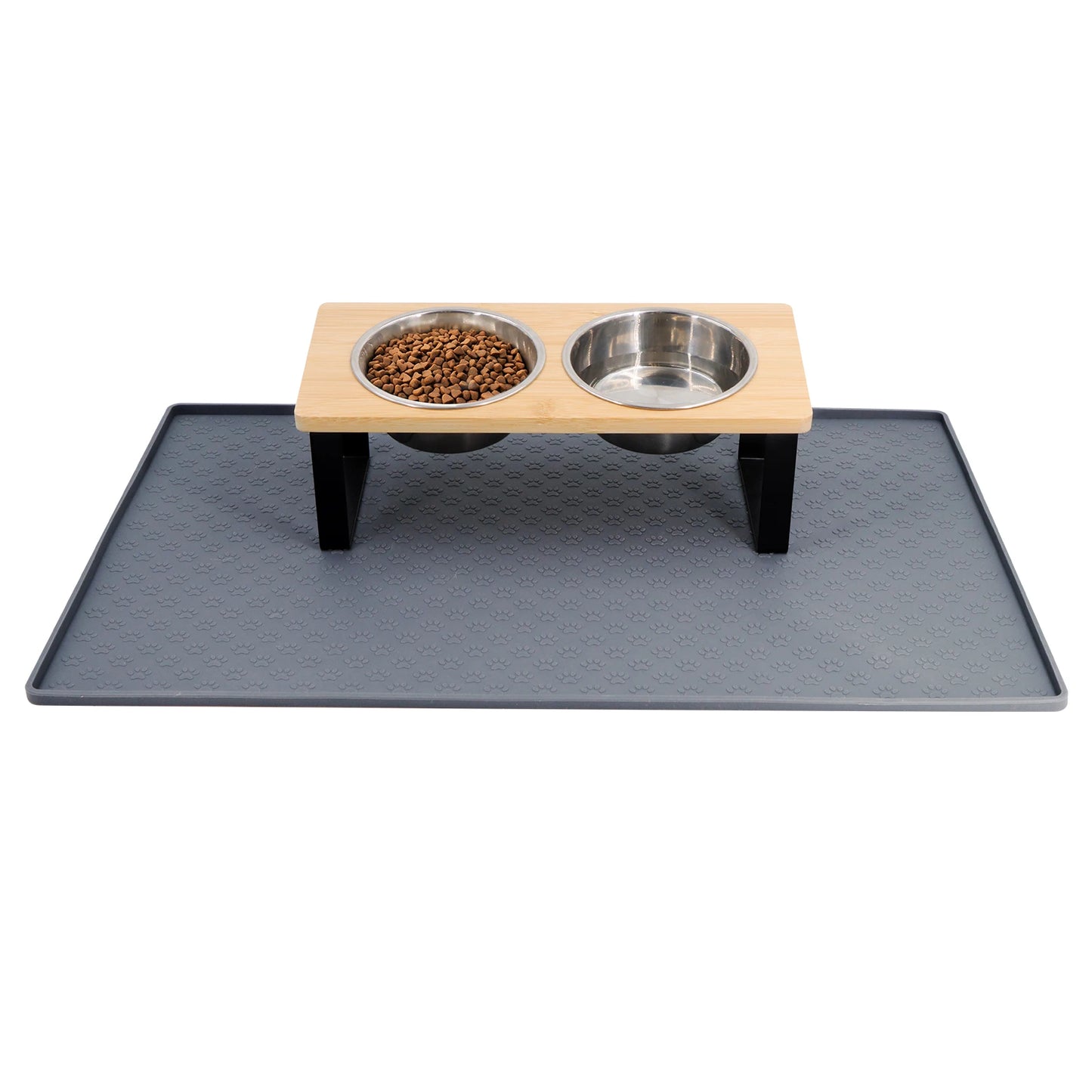 Elevated Cat Bowls 15° with Wooden Stand
