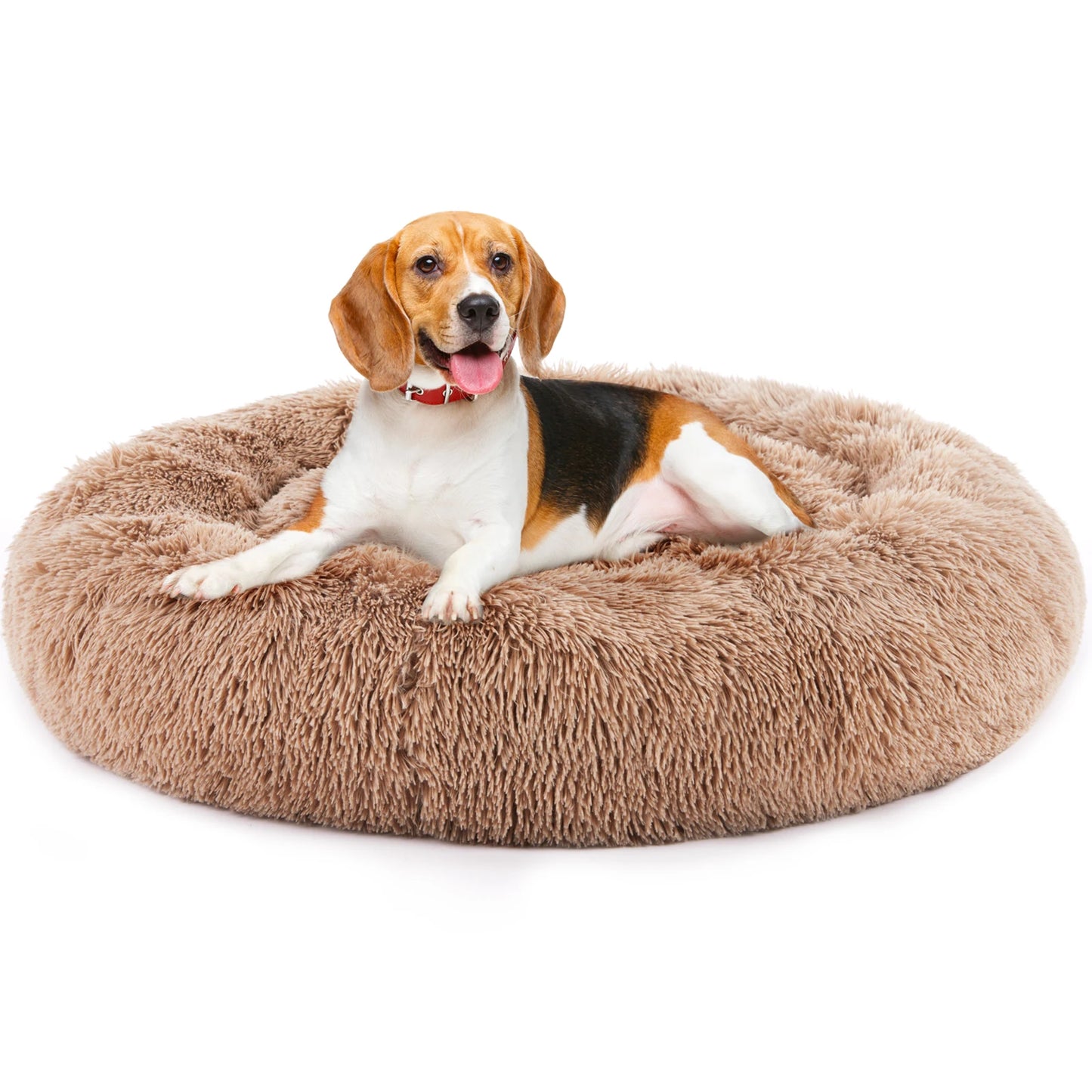 Round Fluffy Faux Fur Dog Bed