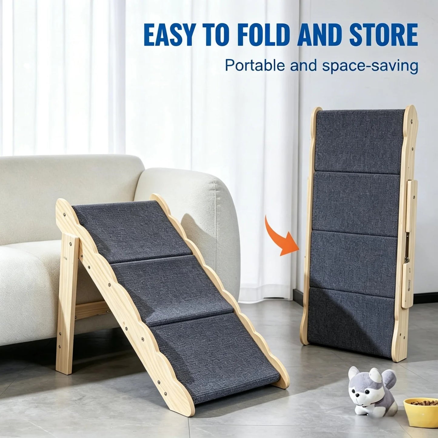 2-in-1 Collapsible Wooden Dog Stairs and Ramp