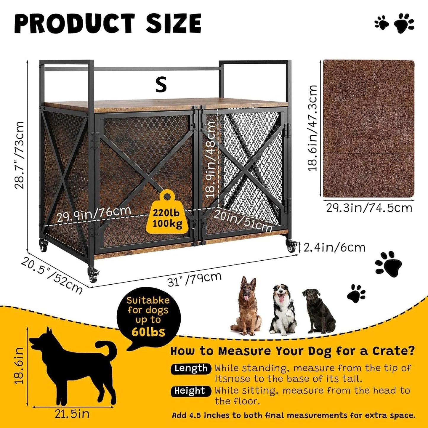 Large Wooden Dog Crate Furniture