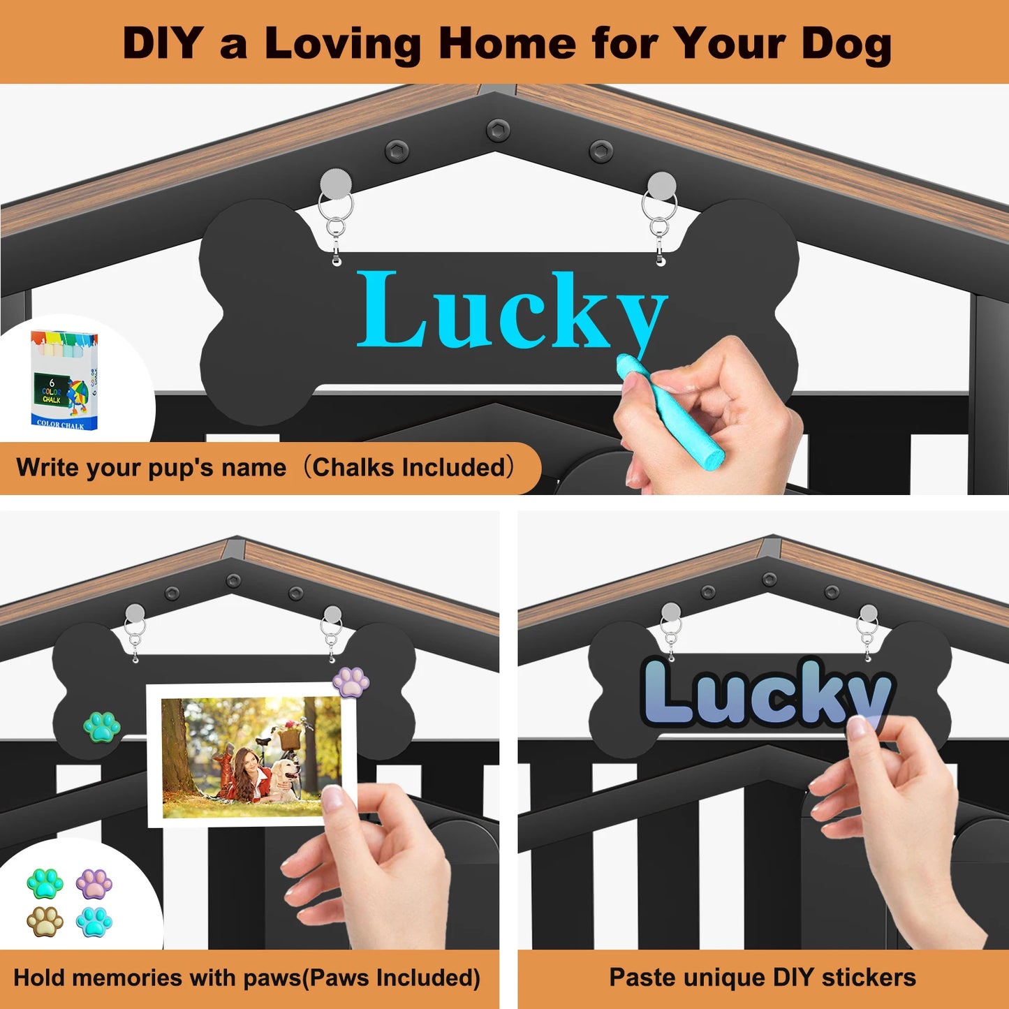 31"/41"/48“ XL Heavy Duty Dog Crate Furniture with Wheels,