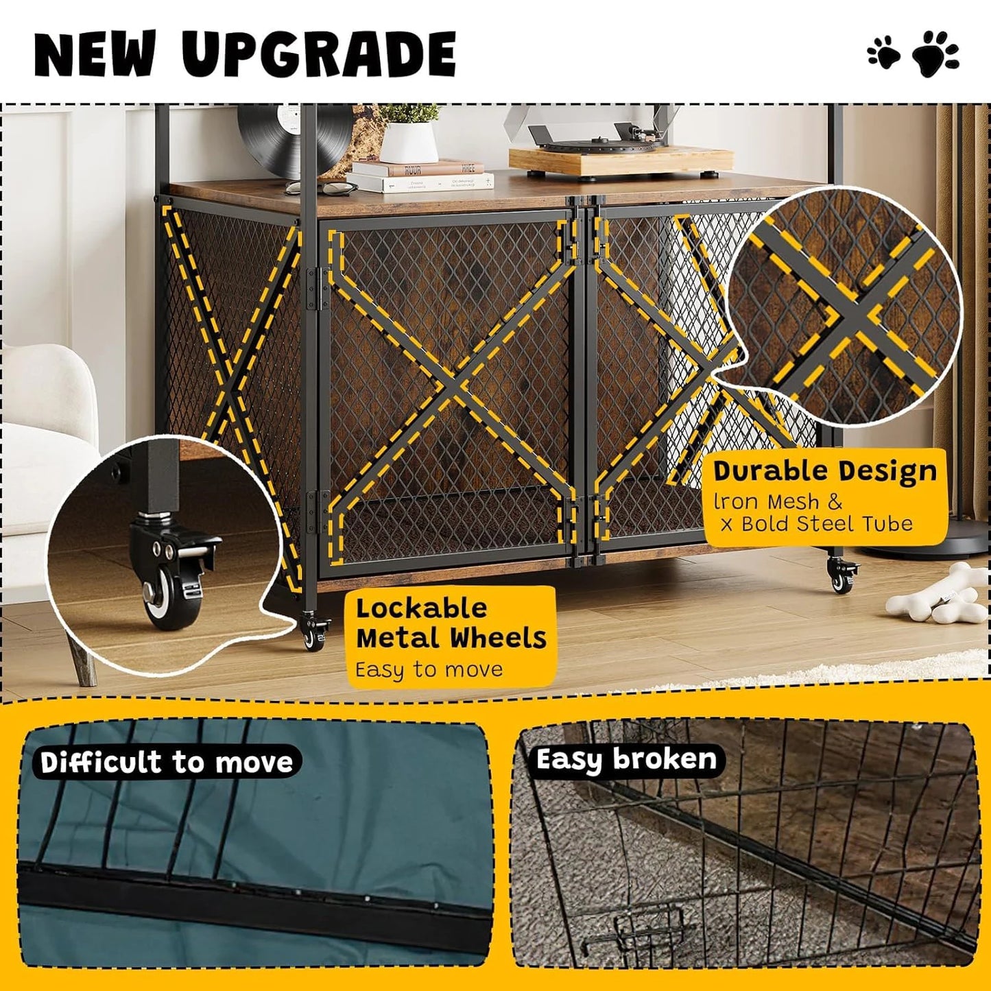 Large Wooden Dog Crate Furniture