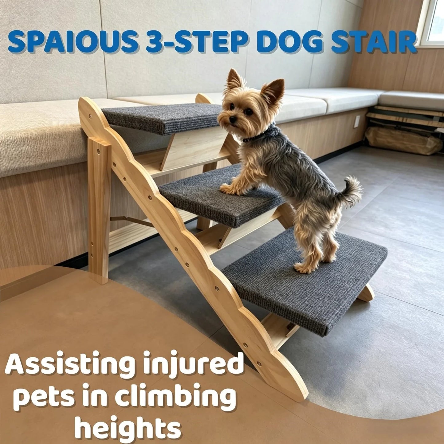 2-in-1 Collapsible Wooden Dog Stairs and Ramp