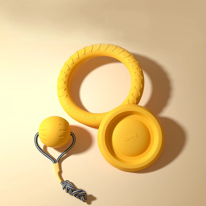 EVA Durable Dog Toys 4 Pack  Flying Disc + Ball + Tug Rope