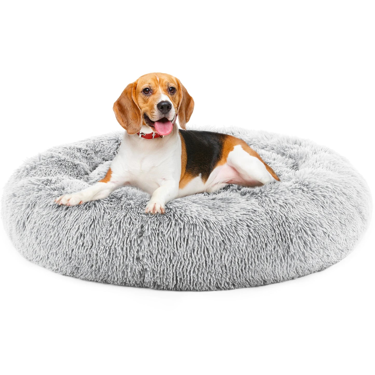 Round Fluffy Faux Fur Dog Bed