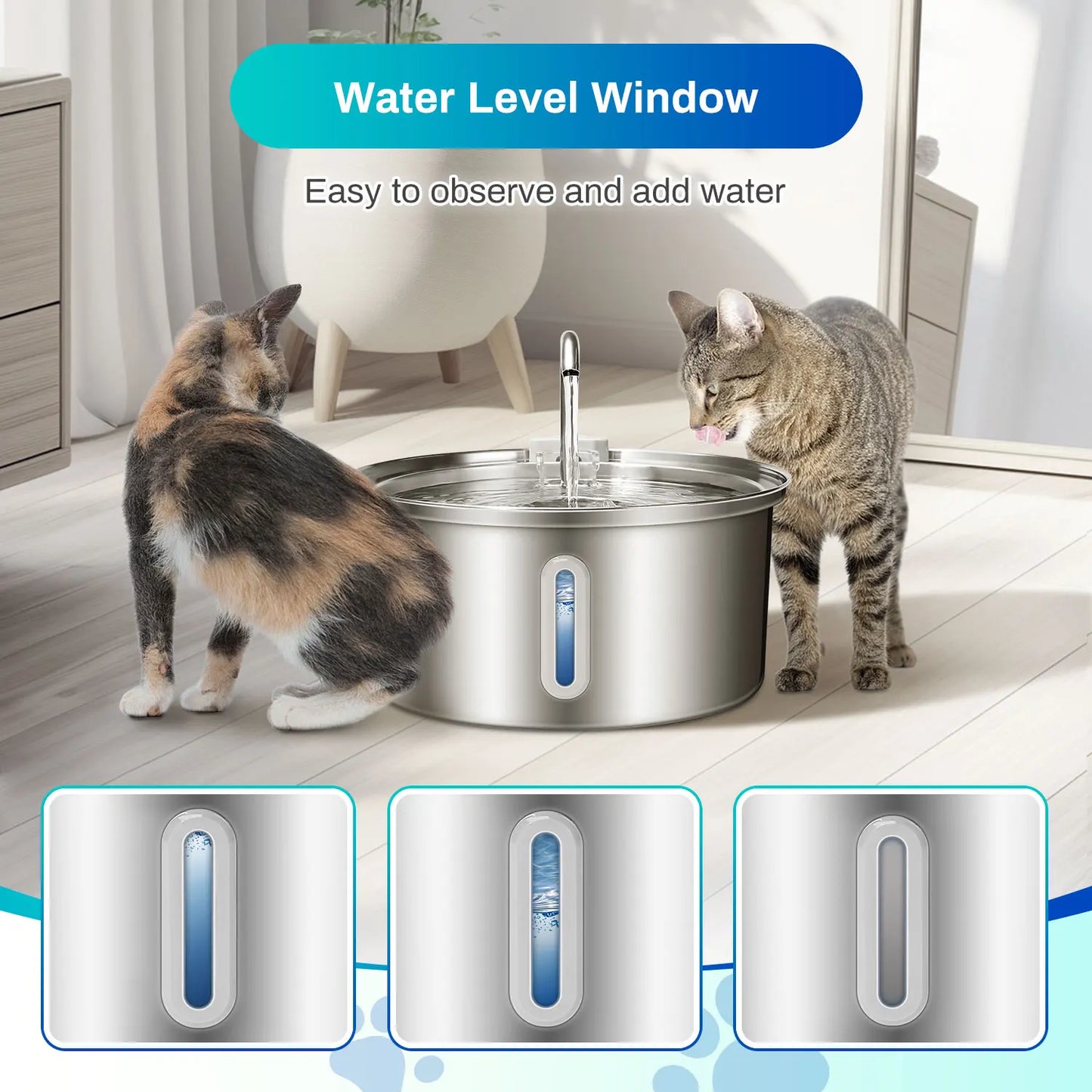 Cat Stainless Steel Water Fountain