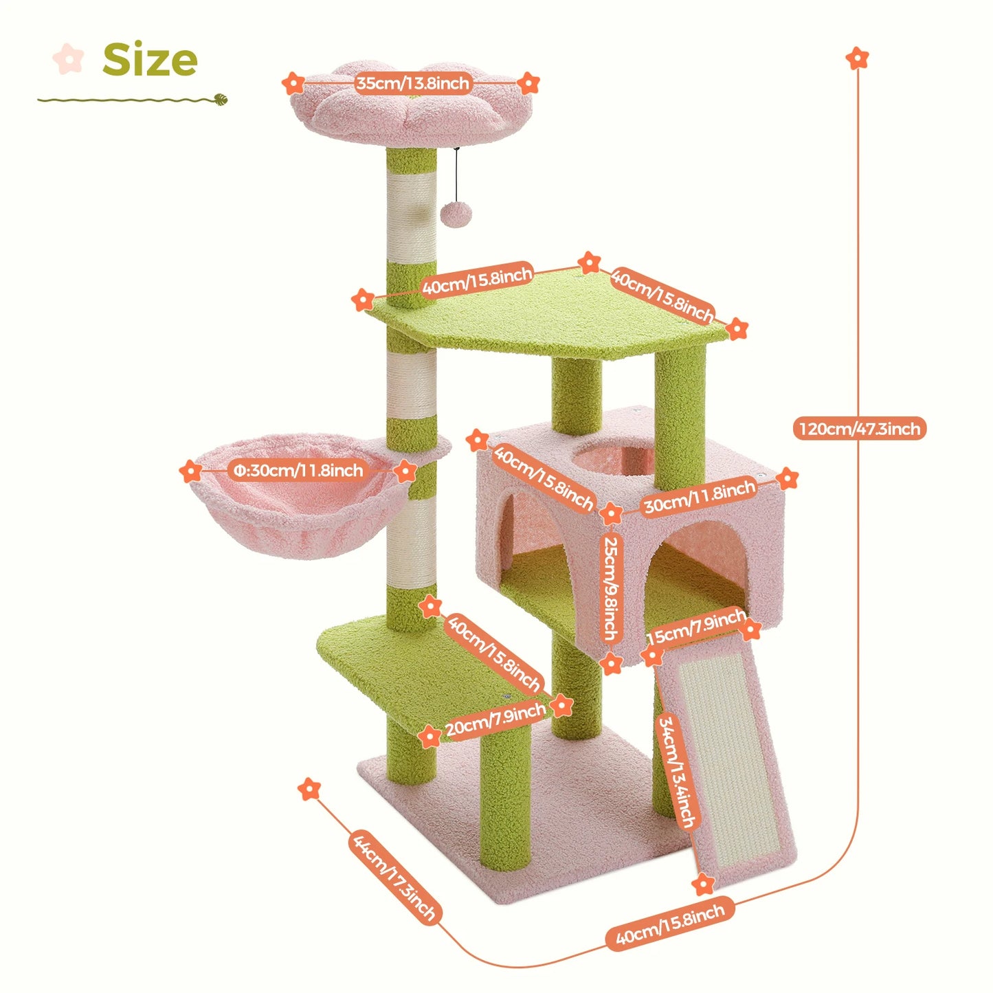 Multi-Level Flower Cat Tower Cute