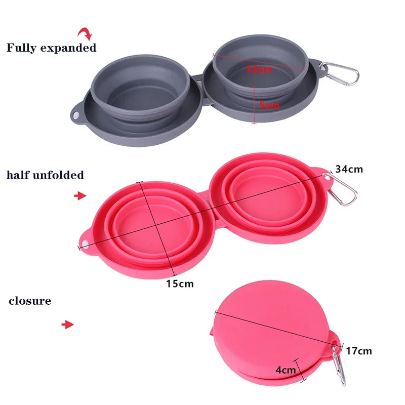 Thickened Folding Silicone Dual Pet Bowl