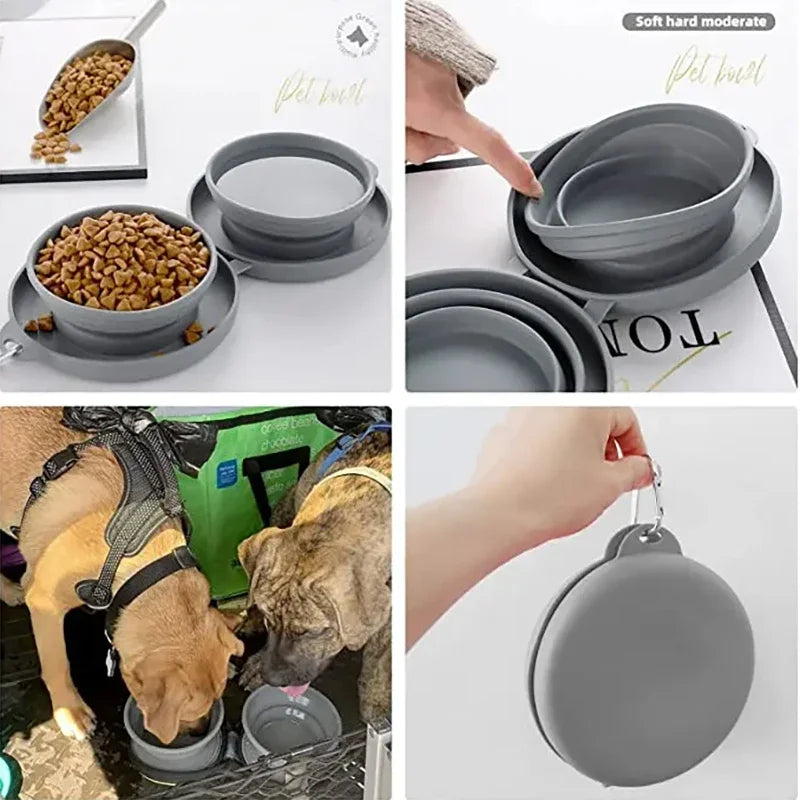 Thickened Folding Silicone Dual Pet Bowl