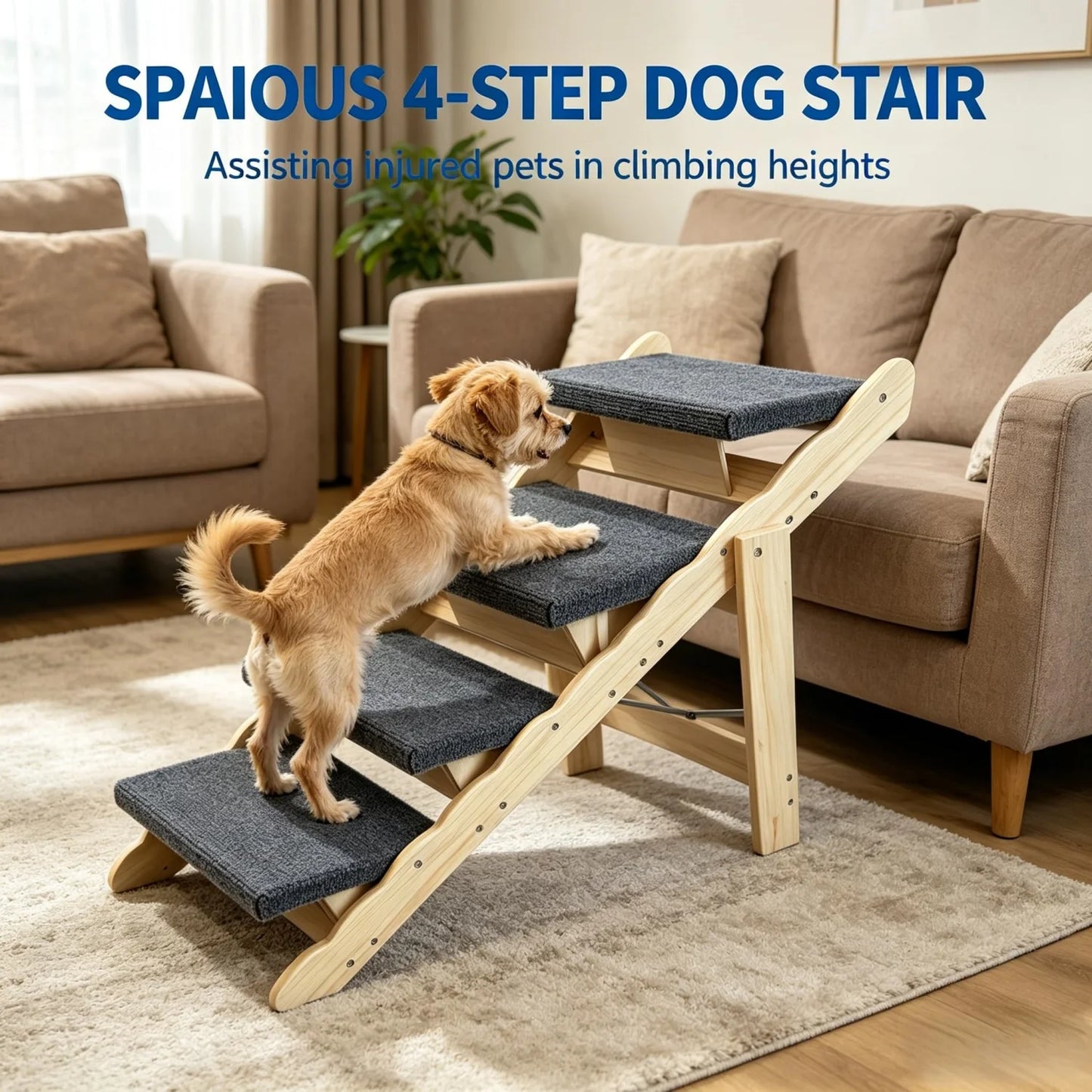2-in-1 Collapsible Wooden Dog Stairs and Ramp