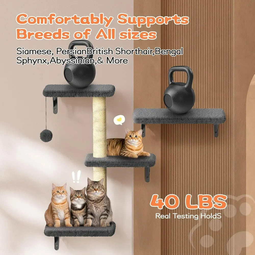 Cat Wall Shelves, 6 in 1 Pet Walls Furniture Set