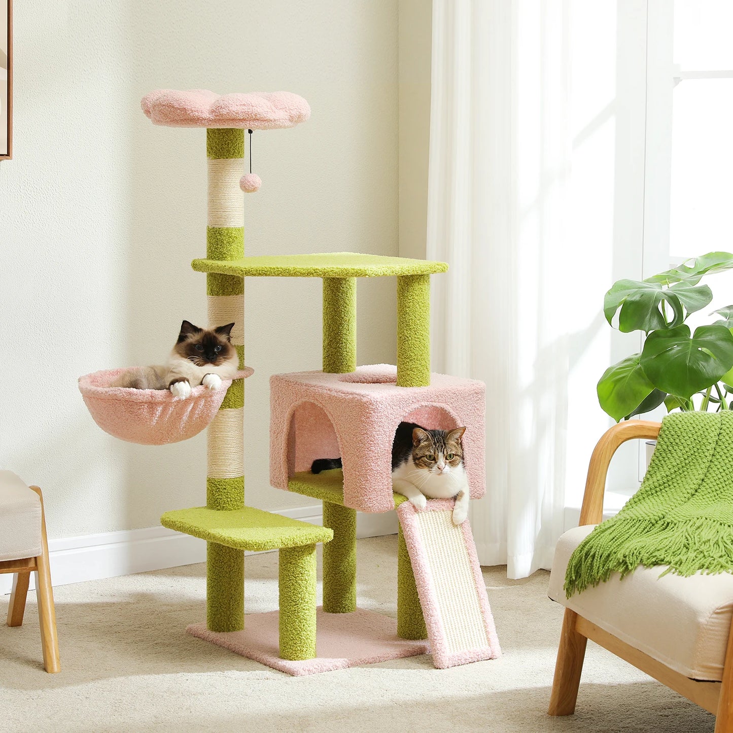 Multi-Level Flower Cat Tower Cute