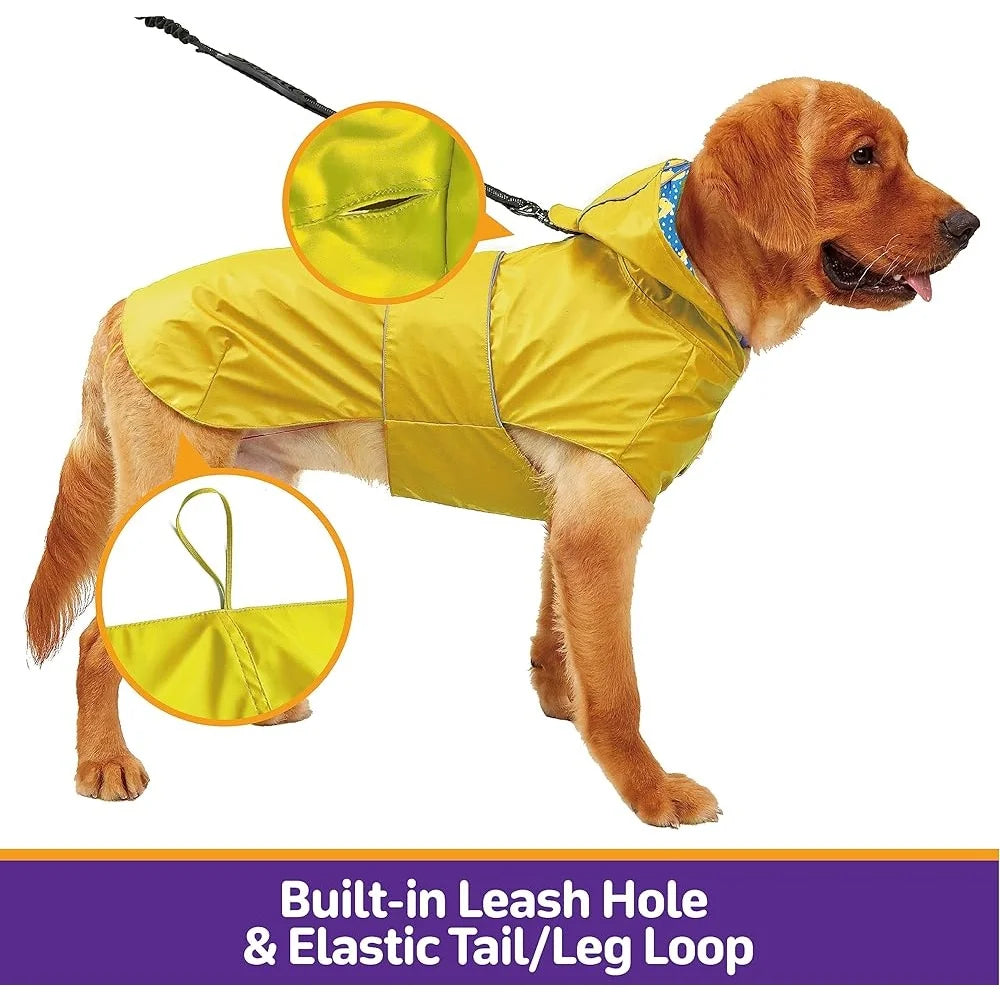 Dog Raincoat Adjustable Slicker Poncho with Leash Hole