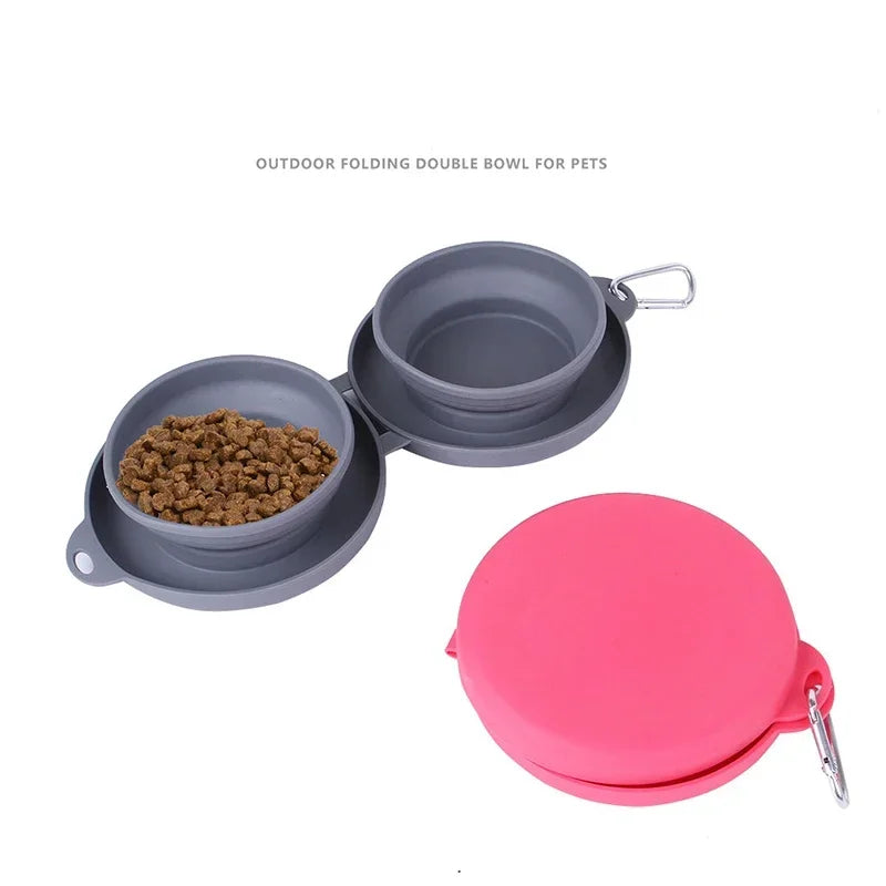 Thickened Folding Silicone Dual Pet Bowl