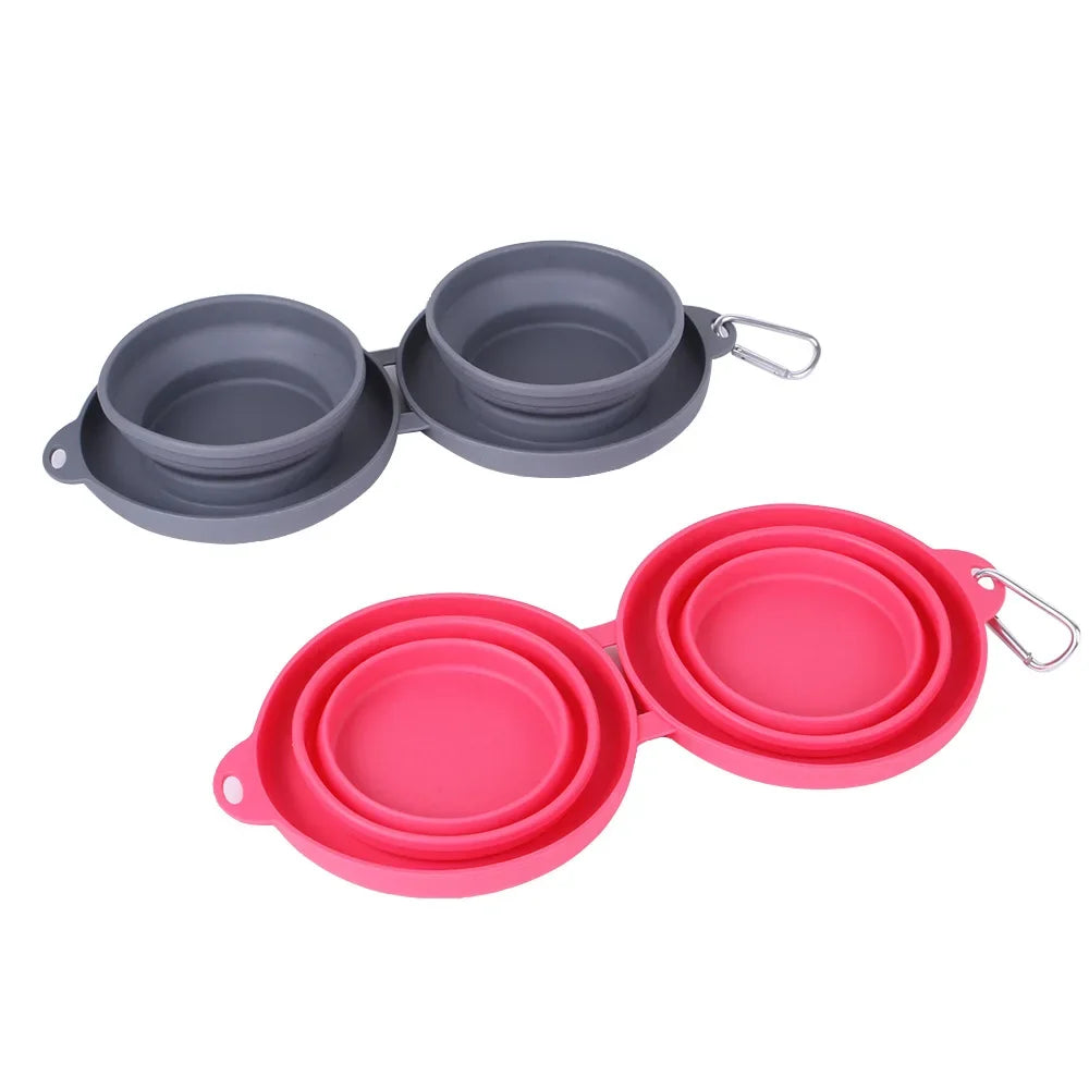 Thickened Folding Silicone Dual Pet Bowl