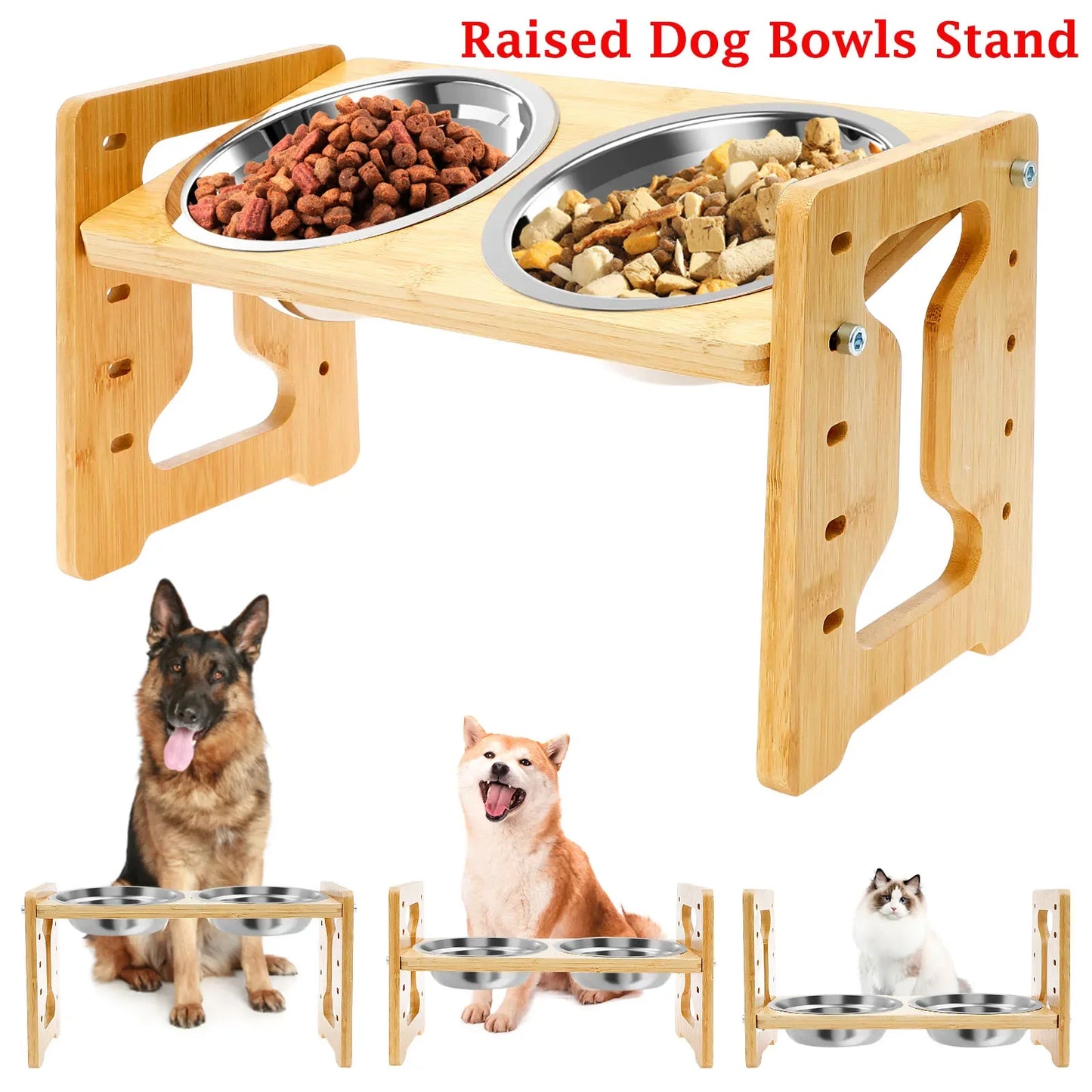 Wood Pet Feeder Stand