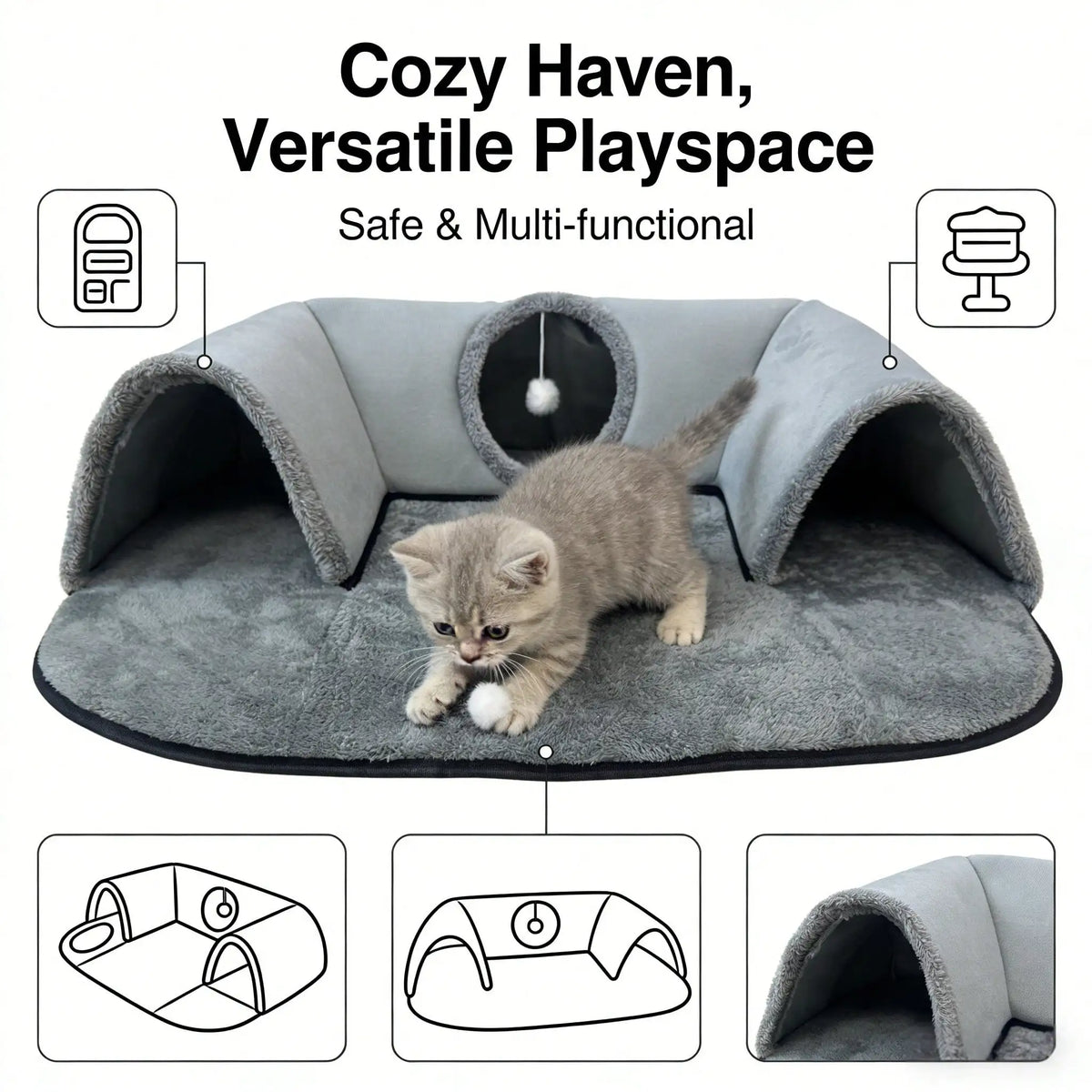 2 In 1 Cat Tunnel Bed