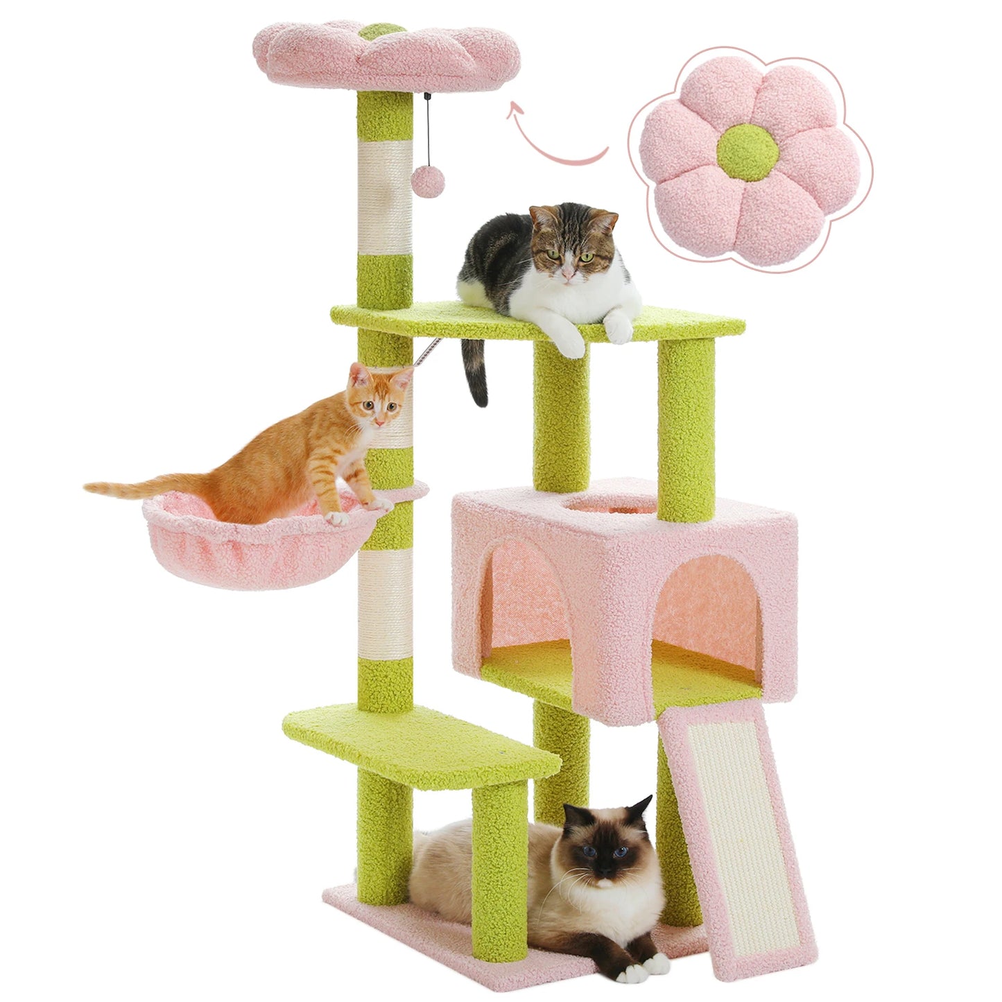 Multi-Level Flower Cat Tower Cute