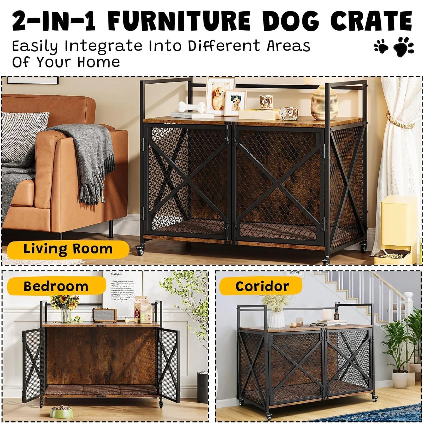 Large Wooden Dog Crate Furniture