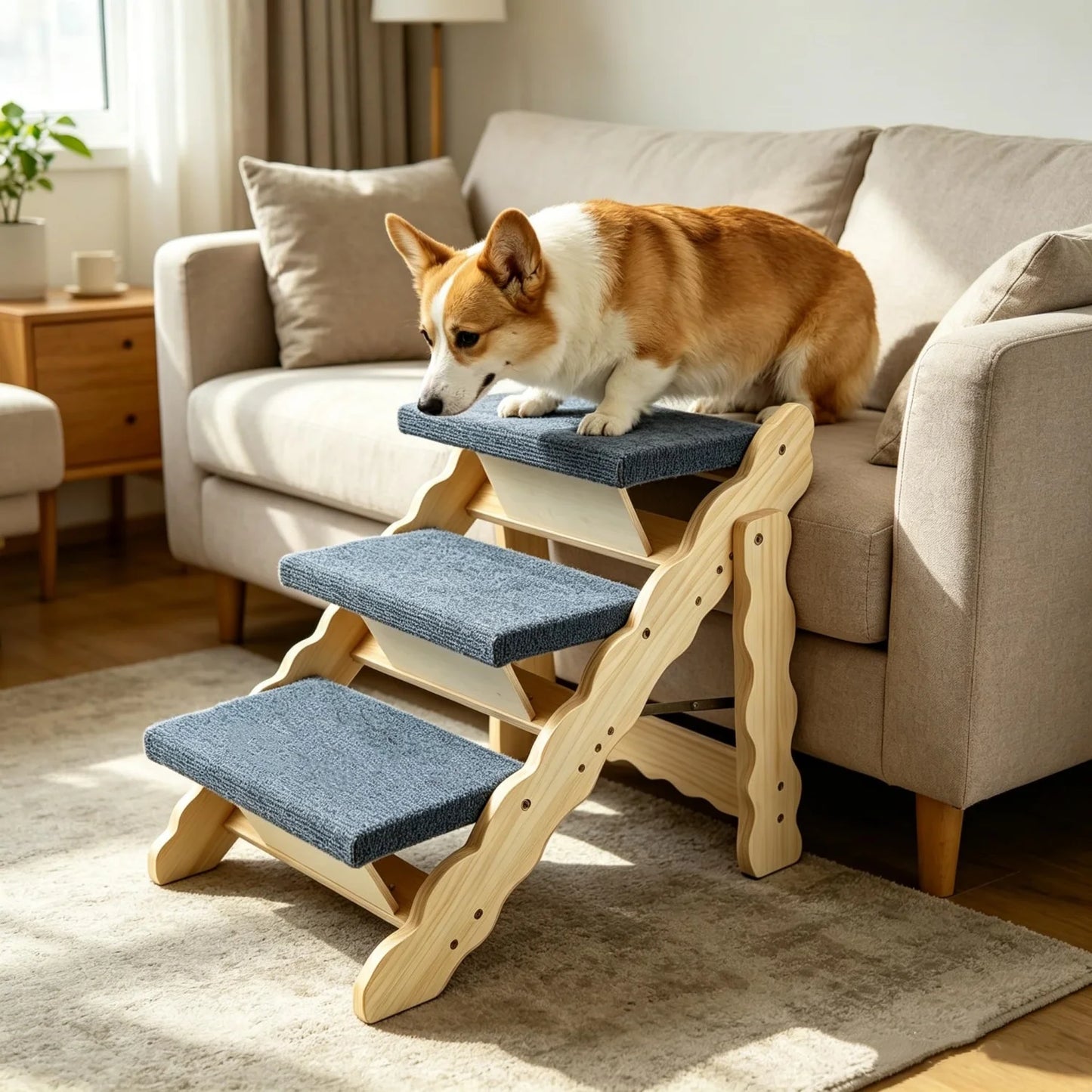2-in-1 Collapsible Wooden Dog Stairs and Ramp