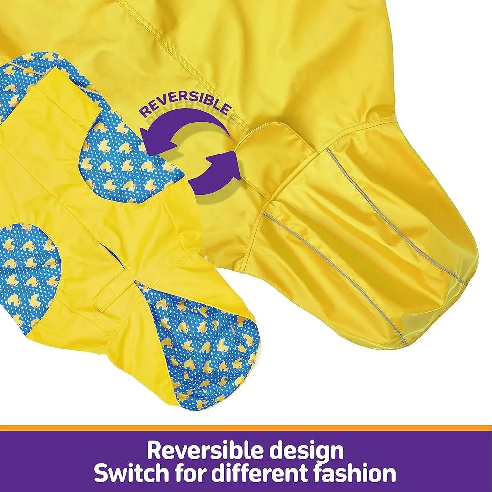 Dog Raincoat Adjustable Slicker Poncho with Leash Hole