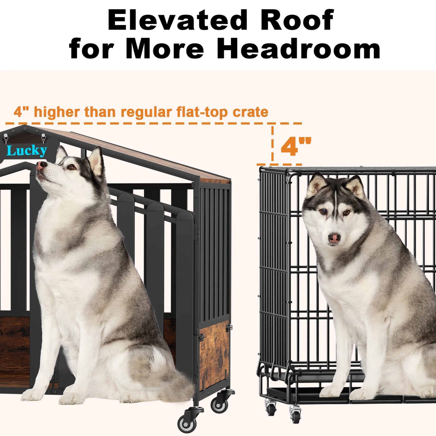 31"/41"/48“ XL Heavy Duty Dog Crate Furniture with Wheels,