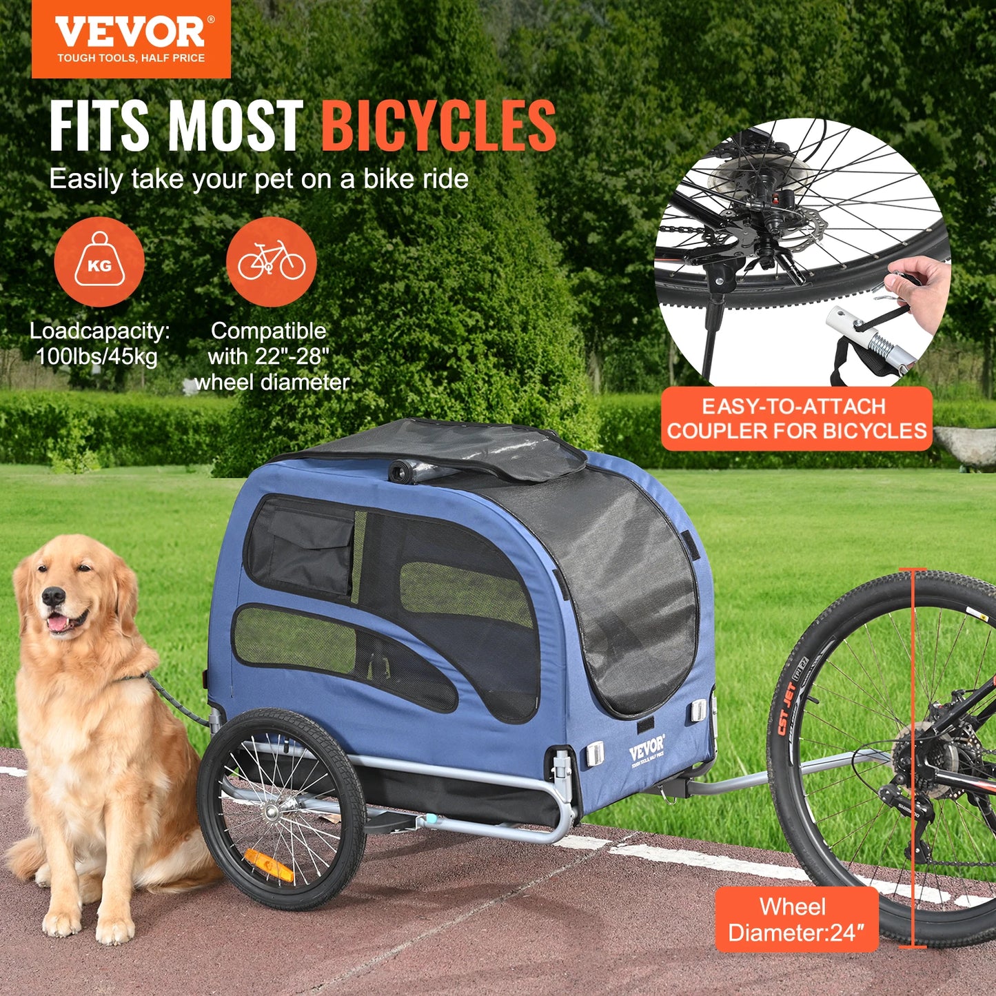 100lbs Bicycle Dog Trailer