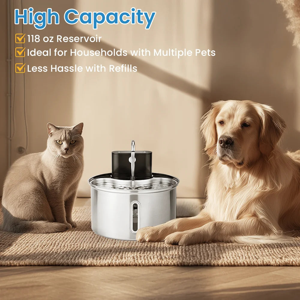 3.5L Stainless Steel Pet Sensor Water Fountain