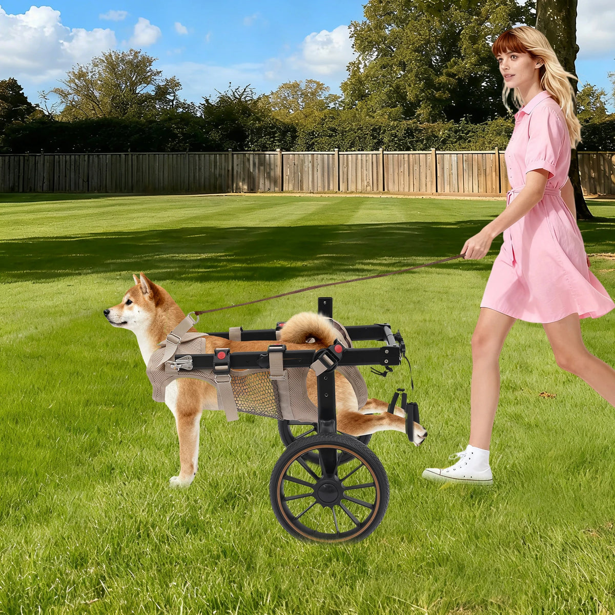 Adjustable Aluminum Alloy 2-Wheel Dog Wheelchair