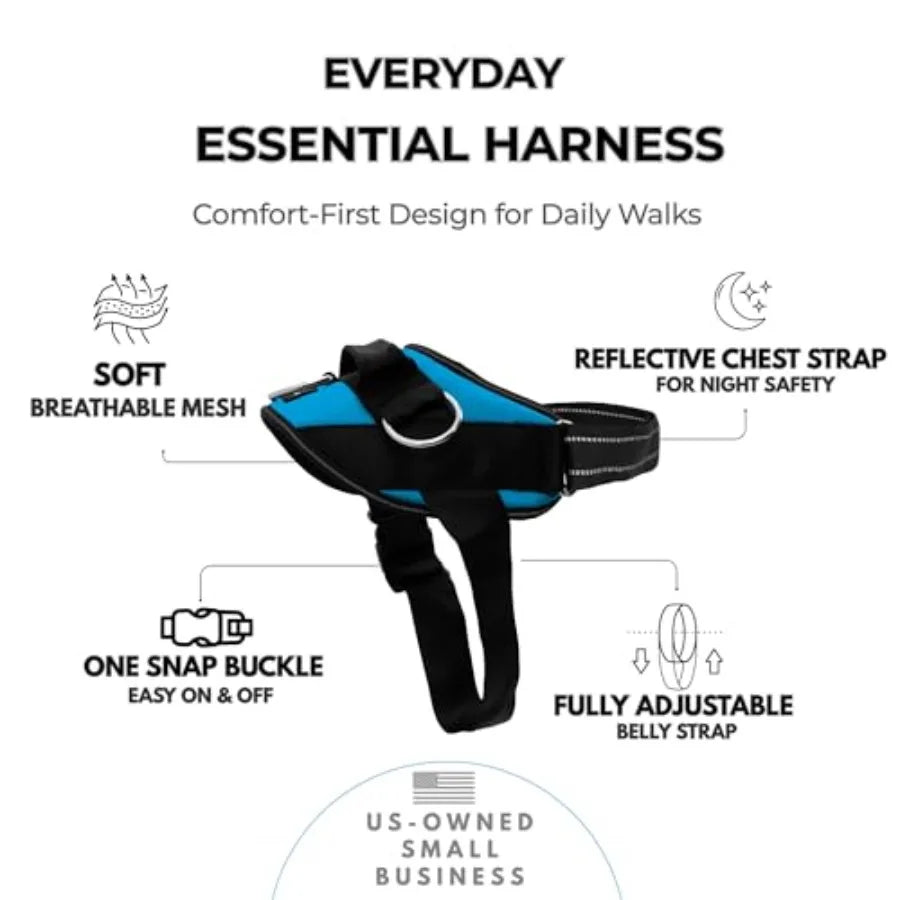 Essential Dog Harness, No-Pull Pet Vest with 3 Leash Clips