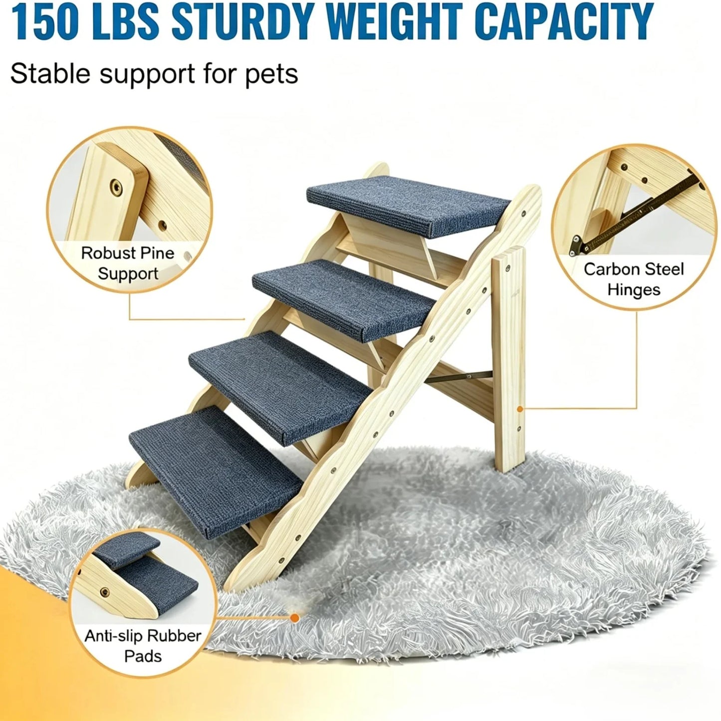2-in-1 Collapsible Wooden Dog Stairs and Ramp