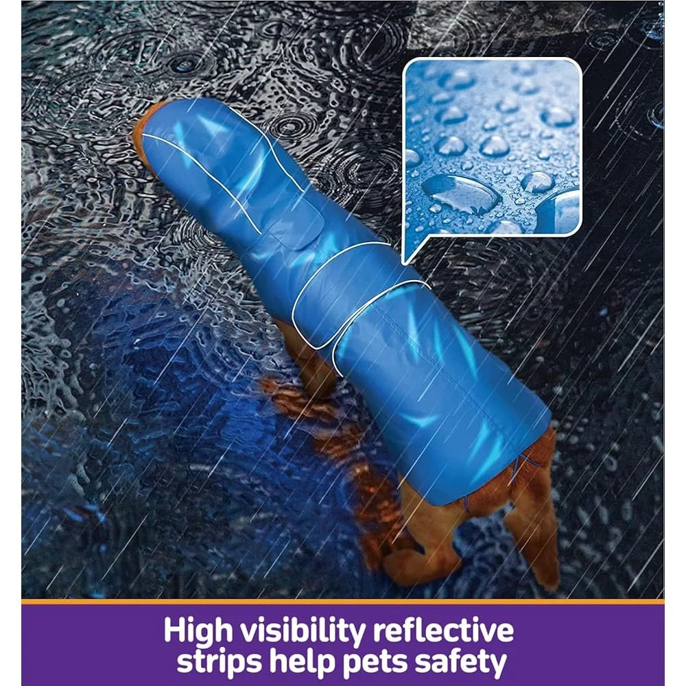 Dog Raincoat Adjustable Slicker Poncho with Leash Hole