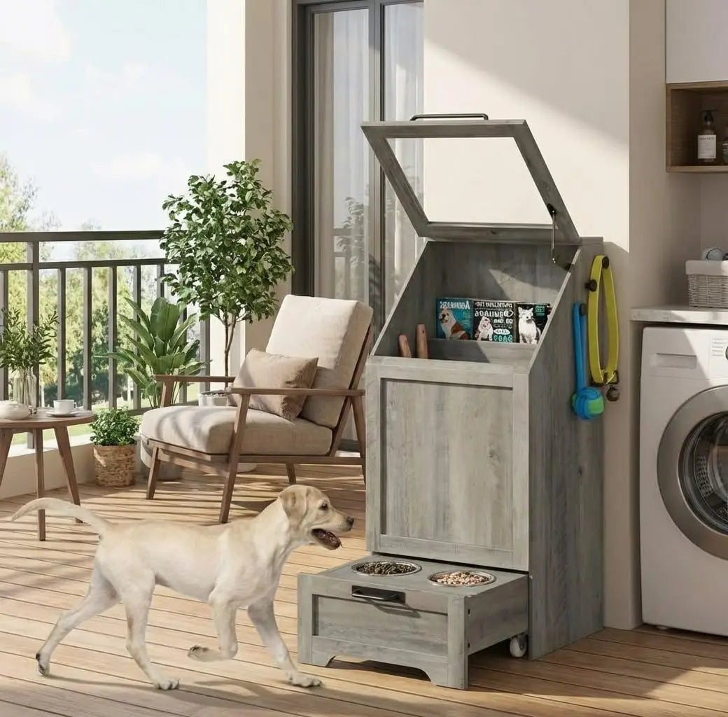 Dog Food Station with Storage