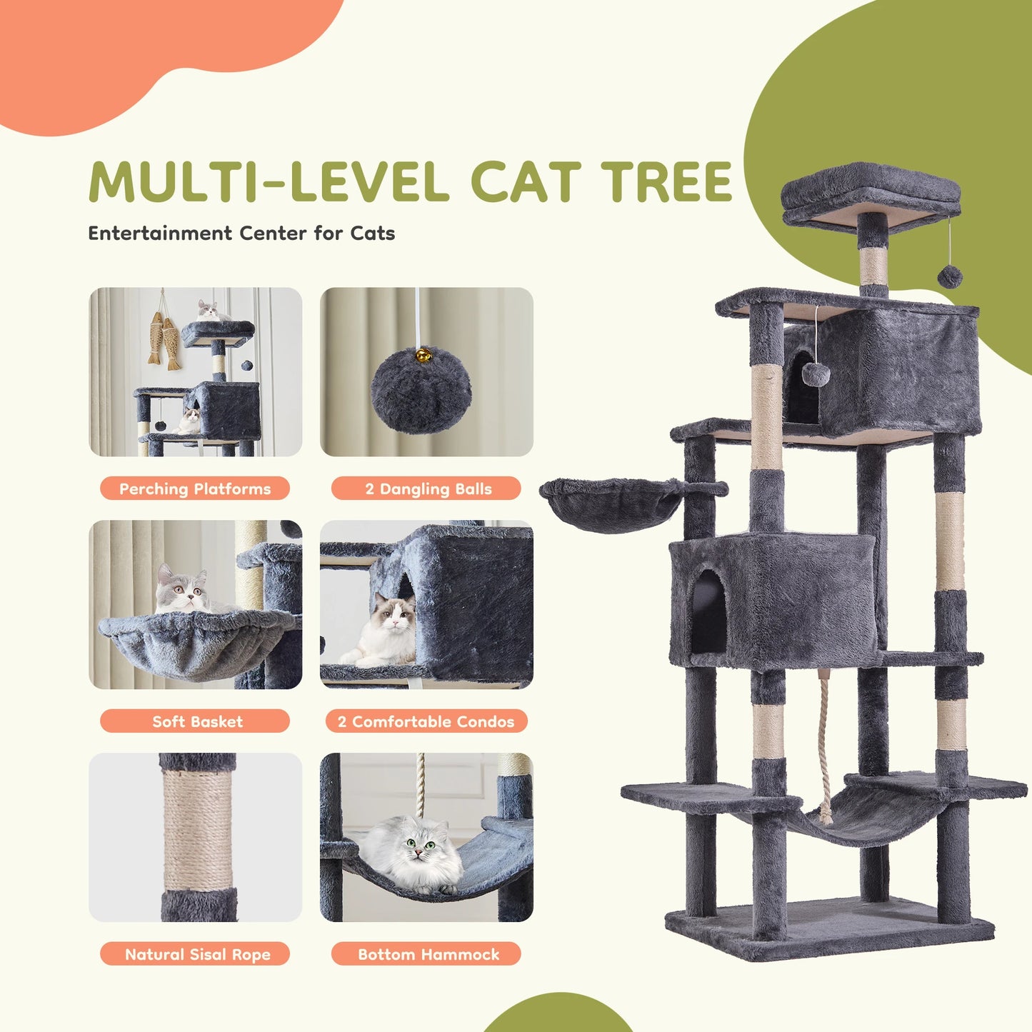 Tall Cat Tree Tower Scratching Posts