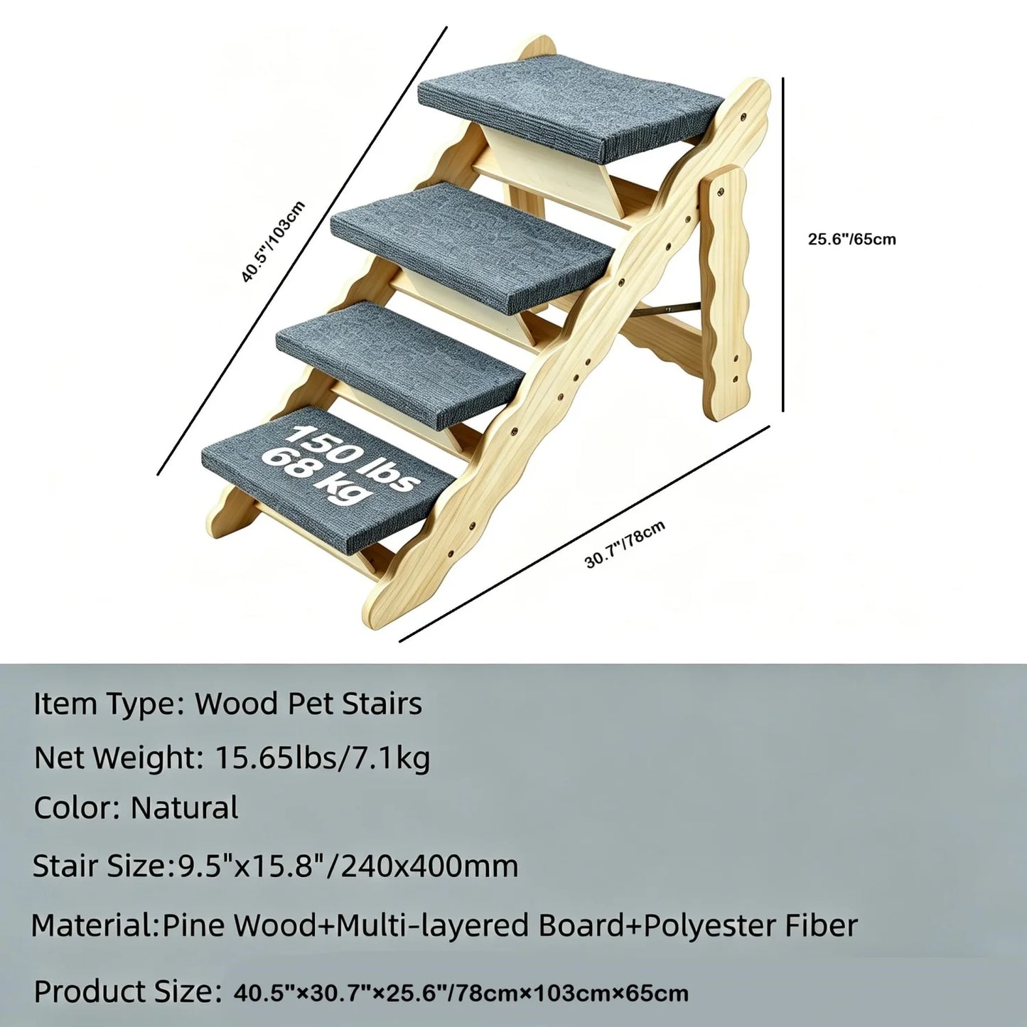 2-in-1 Collapsible Wooden Dog Stairs and Ramp