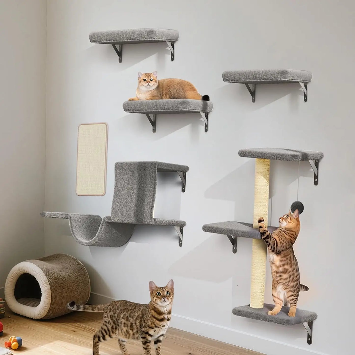 Cat Wall Shelves, 6 in 1 Pet Walls Furniture Set